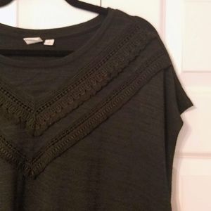 GAP Black Fringe Short Sleeve Top
